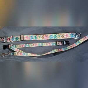 Grateful Dead Dog Collar Lot Of 2 & Leash Hippie NWOT